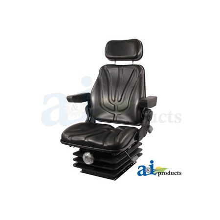 A & I Products Seat, F10 Series, Mechanical Suspension / Armrest / Headrest / Black Vinyl 22" x20.25" x19.5" A-F10M200